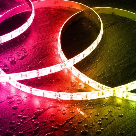 Ruban LED 12V RGB SMD 60 LED/m 5m 9W/m Largeur 10mm Coupe 5cm IP65 RGB (1/5)