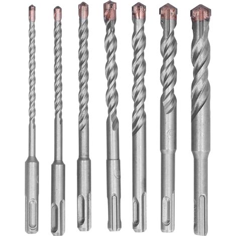 Foret À Percer Béton - Pointe Carbure - Tête Croisée - 3/8 Pouces - 160 mm - Pour Perceuse À Marteau - Lot De 7 Pièces (1/5)