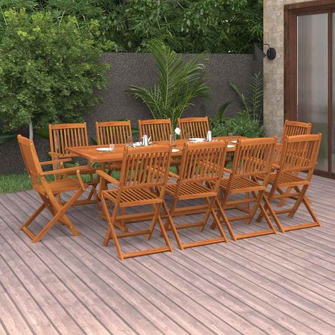 vidaXL Set comedor de jardín 11piezas madera maciza acacia 220x90x75cm (1/5)