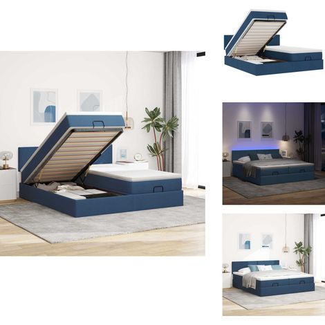Cadre de lit ottoman avec matelas bleu 200x200cm tissu - Cadre De Lit Ottoman - Cadres De Lit Ottoman - Cadre De Lit - Cadre De Lit Avec Rangement (1/5)