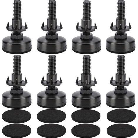 Uni-Fine M10 Lot de 8 pieds réglables pour meubles - Vis de réglage - Pieds de réglage avec écrou à enfoncer - Pour pieds de meubles en bois (1/5)