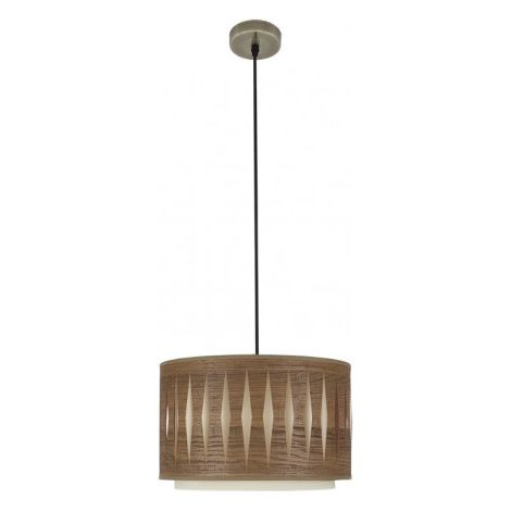 Suspension Alexandra 1xe27 Cuir/Bois foncé Regx30x30 cm