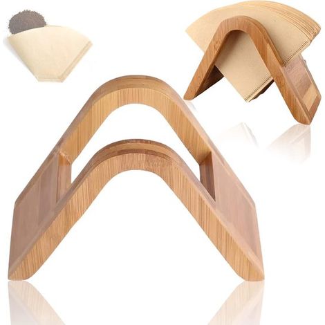 Porte-filtre à café en bois – Support pour filtre à café en papier – Porte-sachet de filtre universel – Accessoire café pour maison bureau hôtel et café (1/5)