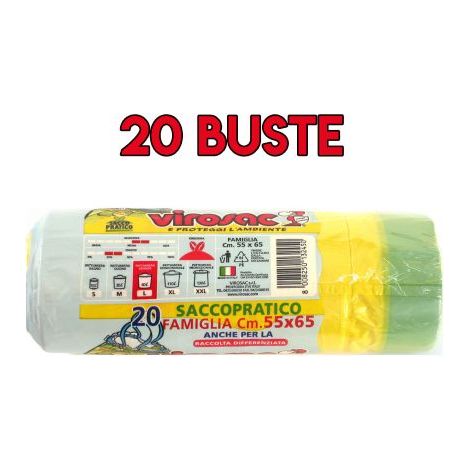BUSTA PATTUMIERA CM. 55X65 GIALLA BIODEGRADABILE DIFFERENZIATA (50004) (1/2)