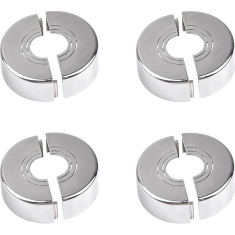Beijiyi – Cache tuyau radiateur 4 pièces – Rosace détachable en ABS argent – Diamètre trou réglable – Décoration pour robinets et radiateurs (1/5)