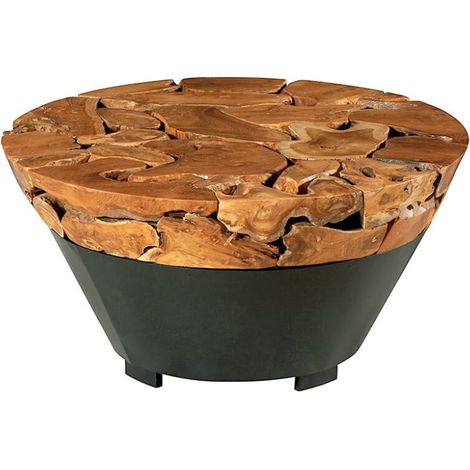 Table basse ronde racine de teck et métal Ø90cm Casita AYOTABARO (1/2)