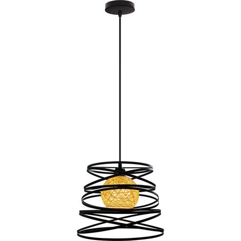 30cm Lustre Suspension Industrielle Vintage Rétro Luminaire Ressort pour Couloir Café Restaurant Noir - 1 Pack (1/5)