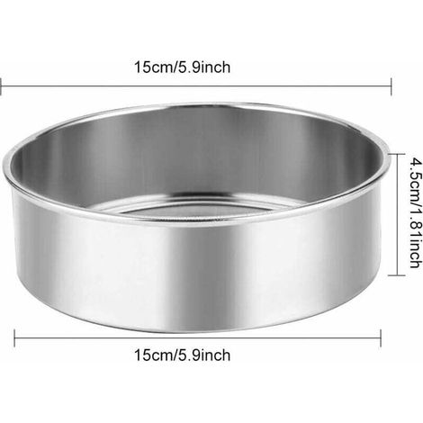 Tamis à Farine Inox Tamis de Pâtisserie Maille Fine Tamis Fins en Acier Inoxydable Tamis Patisserie Farine 15 15 4.5cm Tamiseur de Farine Professionne pour Farine Gâteaux Légumes-Fei Yu