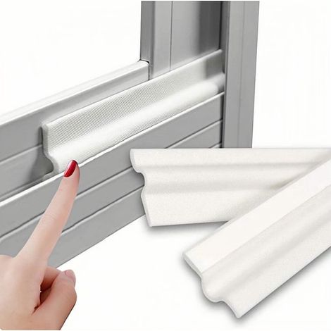 Joint d’étanchéité autocollant pour portes et fenêtres, bande en mousse PU 4 m, isolation phonique et thermique, blanc (1/5)