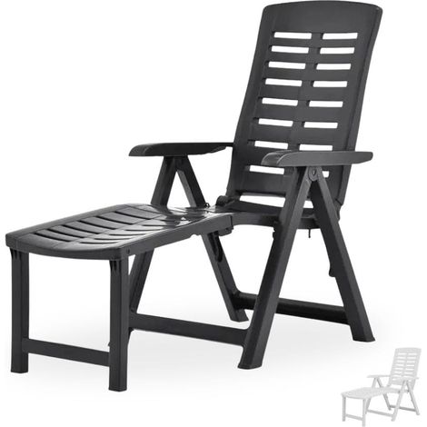 Sdraio da giardino pieghevole con poggiapiedi ANTRACITE - Misura 60x108x109 cm - Sedia reclinabile, multiposizione e regolabile per esterno (1/5)
