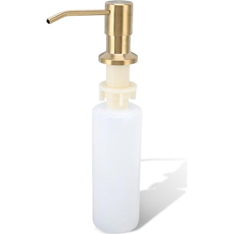 Distributeur de liquide vaisselle de cuisine, distributeur de savon doré, distributeur de savon pour évier de cuisine, 300 ml, distributeur de liquide vaisselle encastrable pour évier, rotatif (1/5)