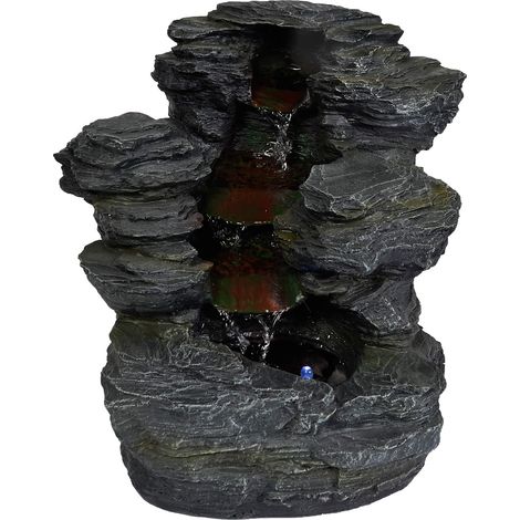 Fontaine d’intérieur et de jardin KÖHKO aspect ardoise avec éclairage LED 11005 (1/5)