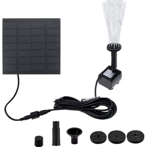 Solarbrunnenpumpe, schwimmende Solar-Gartenwasserpumpe mit 4 Düsen, Solarpanel-Set, Wasserpumpe für Teiche und Springbrunnen (1/5)