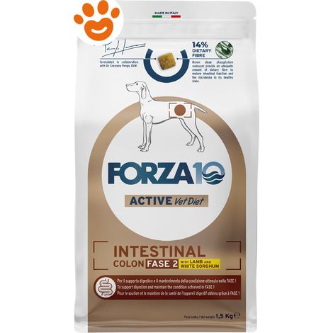 Forza10 Dog Active VetDiet Intestinal Colon Fase 2 Agnello e Sorgo - Sacco 1,5 Kg - Cibo Secco Cani