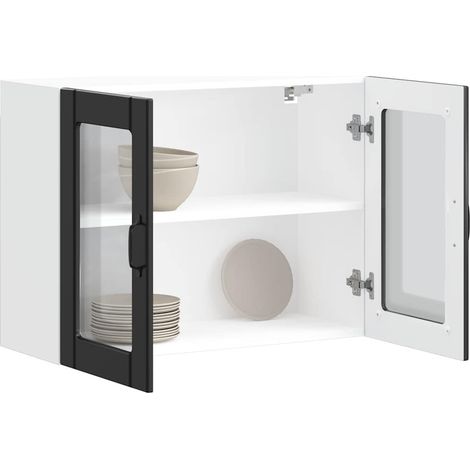 Küchen-Hängeschrank mit Glastür Lucca Schwarz Holzwerkstoff