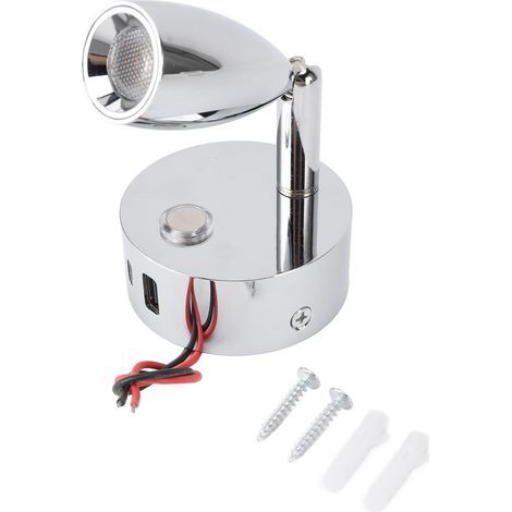 Applique murale LED Toivize RV lecture tactile USB-C 3 températures lumière chrome robuste 12-24V camping-car bateau (1/5)