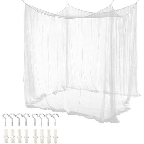 Rechteckiges Moskitonetz (1-teilig), 240 x 210 x 190 cm, strapazierfähiges Feinmaschengewebe, für Zuhause und Camping, Schwarz. (1/5)