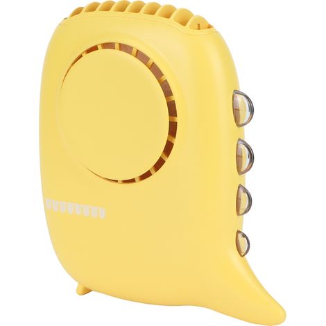 Ventilateur électrique portable à tour de cou, petit modèle, 3 vitesses de ventilation, chargement USB, jaune (1/5)