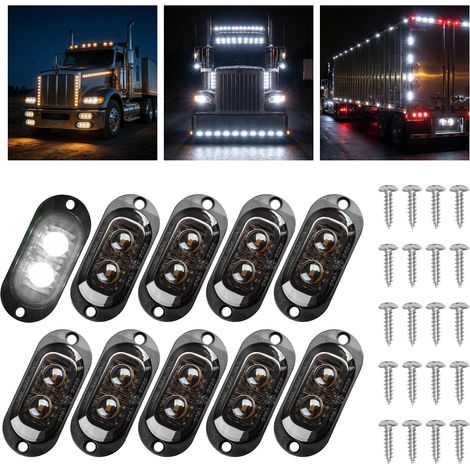 10x Feux de Gabarit à LED 12V-24V, Feu de Gabarit Remorque pour Camion Bus Caravane Utilitaire Robuste (1/5)