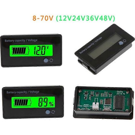 Indicateur de capacité de batterie au lithium acide 8-70 V avec écran LCD, testeur de tension, voltmètre (1/5)