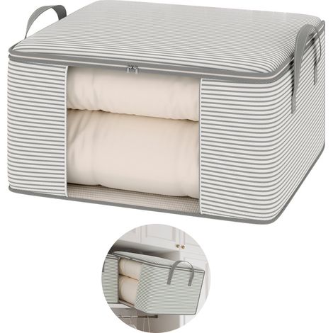 Sac de rangement couette rayures, fenêtre visible, grande capacité, rangement maison vêtements et couette, étanche à l’humidité et à la poussière (1/5)