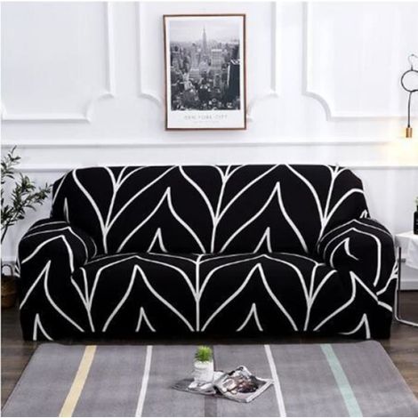 Housse de canapé - - Universelle - Noir - Extensible - Lavable en machine (1/4)