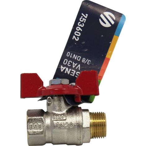 Vanne à sphère PN30 SENA Ni Free Inox avec manette Papillon rouge Mâle/Femelle 3/8" (12x17) - Arco (1/3)