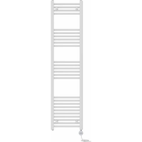 NRG Prefilled Thermostatic Electric Straight Heated Towel Rail Radiator 1600 X 400mm White