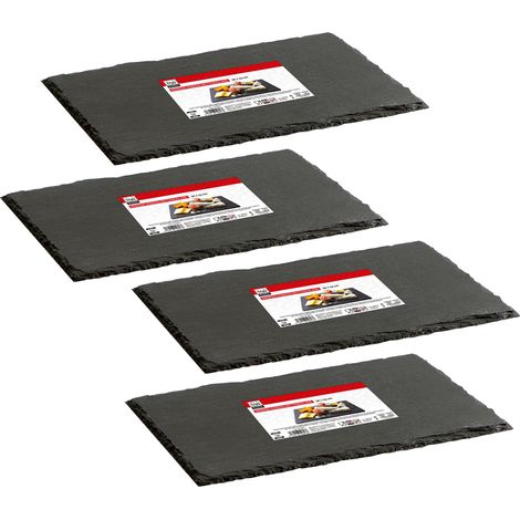 MAURY'S SET 4 VASSOI RETTANGOLARI IN ARDESIA 35 X 15 CM PER ANTIPASTI O DESSERT (1/4)