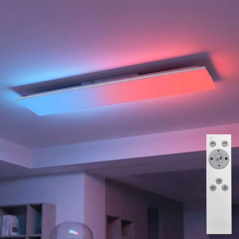 Panneau de plafond Changement de couleur Plafonnier Télécommande Plafonnier RGB LED Variateur Panneau à monter, CCT, LED 26W 2450lm 2700-4000-5000K, LxlxH 100x25x6,5 cm