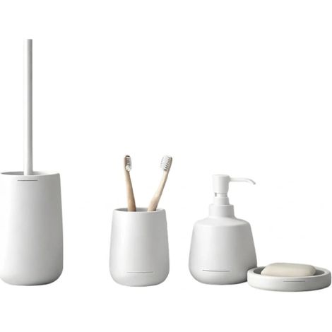 Set 4 accessori bagno serie Kira, resina bianco matto GEDY