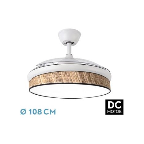 Ventilatore DC Moda 72 W bianco/canna scura 108 cm 7200 lm 3CCT telecomando (1/2)
