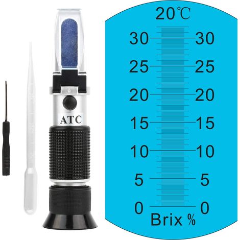 Refractómetro Brix con ATC, hidrómetro Brix portátil de 0-32% para medir el contenido de azúcar en frutas, sacarímetro como sustituto del hidrómetro Brix. (1/5)