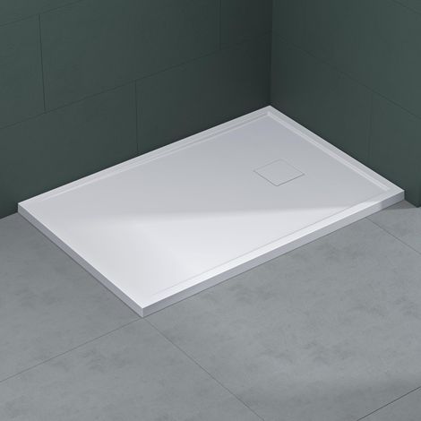 Mai & Mai Piatto Doccia 80x120x5cm, Piatto Doccia Geoma08W in Pietra Artificiale Bianco, Forma: Rettangolare (1/5)