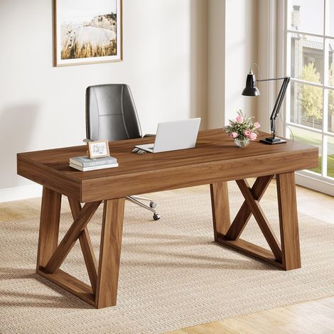Tribesigns - Mesa de estudio retro (140 cm, con cajón, para ordenador de madera, para teletrabajo, mesa de juego y oficina empresarial) (1/5)