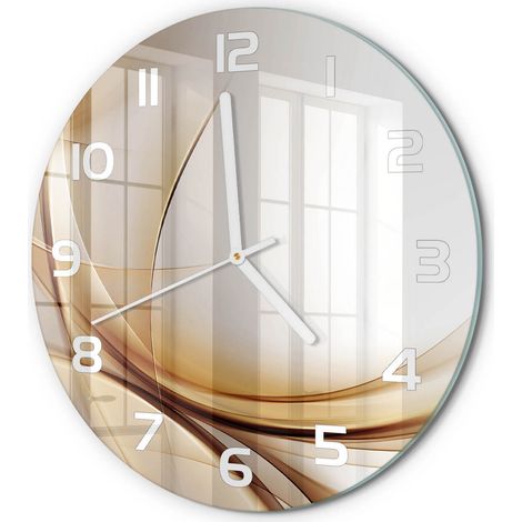 Horloge Murale Ronde Quartz Verre Trempé Design Moderne Salon Chambre Bureau Abstraction de vague fi 30 cm (1/5)