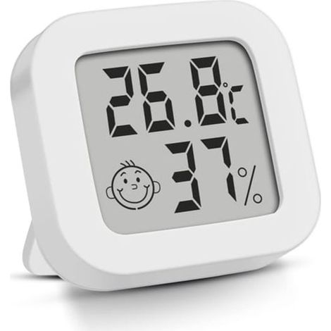 1 pack thermomètre et hygromètre numérique mini multifonction avec écran lcd, affichage température et humidité, haute précision température hygromètre moniteur, pour maison, bureau et chambre, blanc (1/5)