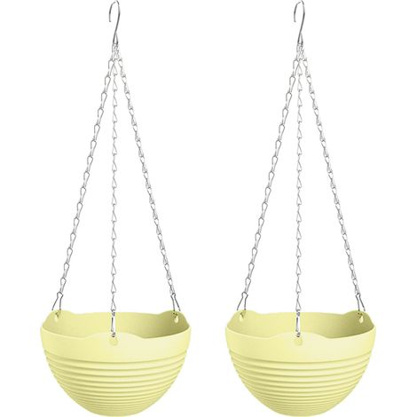 Lot de 2 petits pots de fleurs suspendus jaunes (1/5)