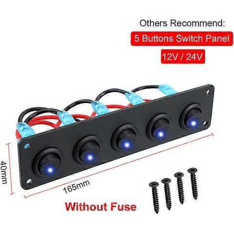 Panneau interrupteurs 10 boutons - 12V/24V - LED - Disjoncteur - Bateau/caravane/camion - Uniquement pour DC 12V 24V (1/5)