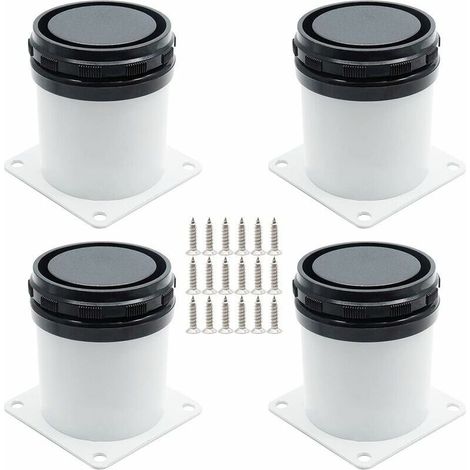 Ensemble de 4 Pieds de Meuble Réglables - Acier Inoxydable - Avec Vis - Blanc - Hauteur de 5cm (1/5)