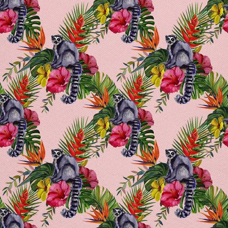 Outdoor dekostoffe oxford - Motiv Lemur auf Blumen I DX598 (1/5)
