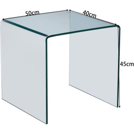 Table d'appoint en verre trempé cintré transparent, table de bout, table de canapé