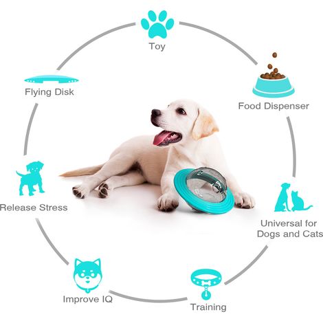 Balle distributrice de croquettes pour chien - Balle ludique et interactive - Aliments à alimentation lente pour animaux de compagnie