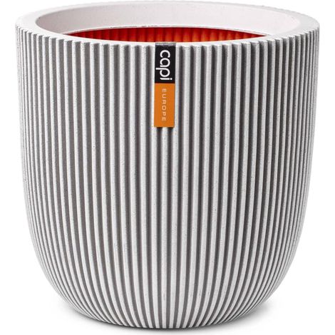 CAPI EUROPE Pot de fleurs GROOVE NL - 43x41 cm - Ivoire - Résistant aux intempéries (1/5)