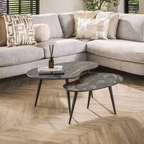 Table basse gigogne en céramique FAUSTINE (lot de 2) (1/5)