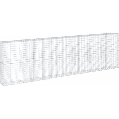 Panier gabion clôture cage mur de soutènement avec couvercle 700 x 50 x 200 cm fer galvanisé Argent