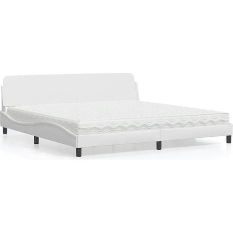 Cama con colchón Dover cuero sintético blanco 200x200 cm (1/5)