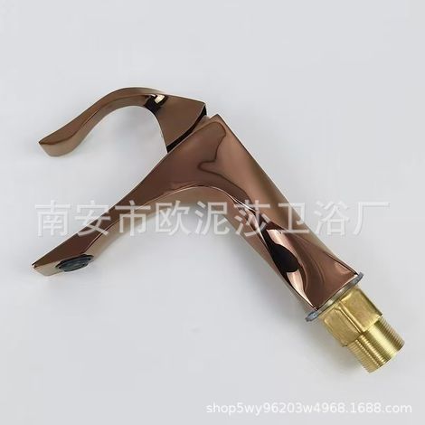 Cross-border hot and cold water faucet for bathroom sinks, anti-splash zinc alloy twisted raised faucet - rose gold low model