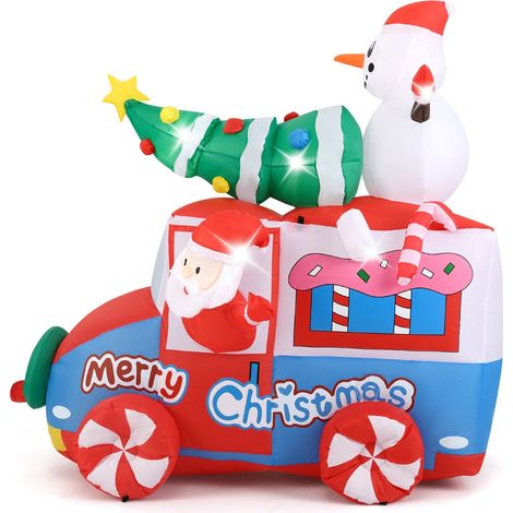 coche inflable de papá noel 184 x 95 x 177 cm con 5 luces led ambiente festivo de poliéster multicolor 200013322