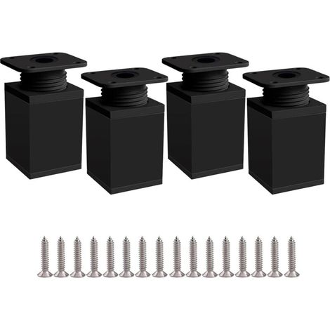 Pieds de meubles réglables noirs, pieds d'armoire 4 pièces 50 mm hauteur réglable 0-20 mm pieds de table en alliage d'aluminium pour bureau canapé meubles de bricolage (1/5)